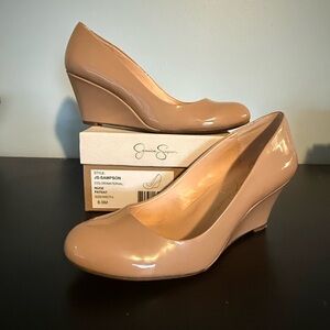 Jessica Simpson Nude Patent Wedges
